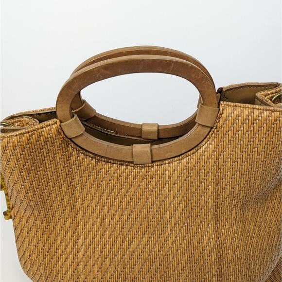 Vintage Fossil Woven Handbag With Leather Handles - Picture 5 of 7